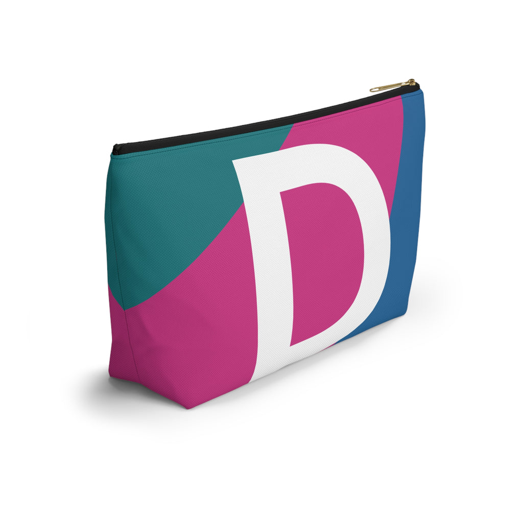 Initials Colorblock Accessory Pouch — Monogram D T-Bottom Cosmetic Bag