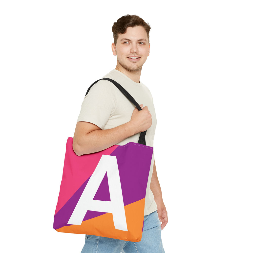 Monogram 'A' Colorblock Tote Bag — Personalized Initial A Shoulder Tote