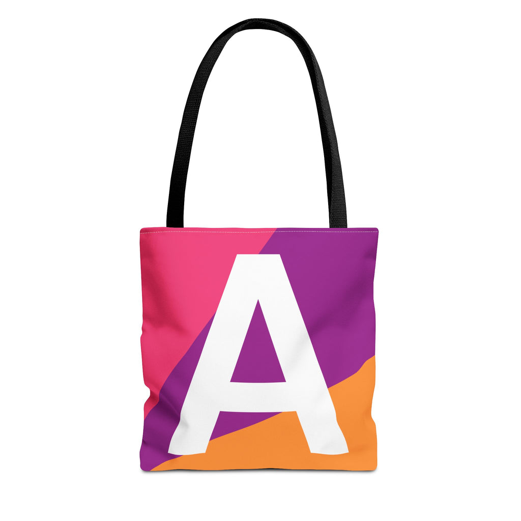 Monogram 'A' Colorblock Tote Bag — Personalized Initial A Shoulder Tote