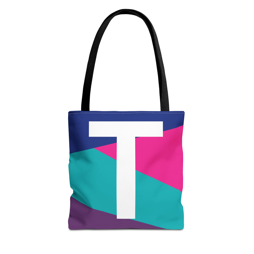 Monogram 'T' Colorblock Tote Bag — Personalized Initial T Shoulder Tote