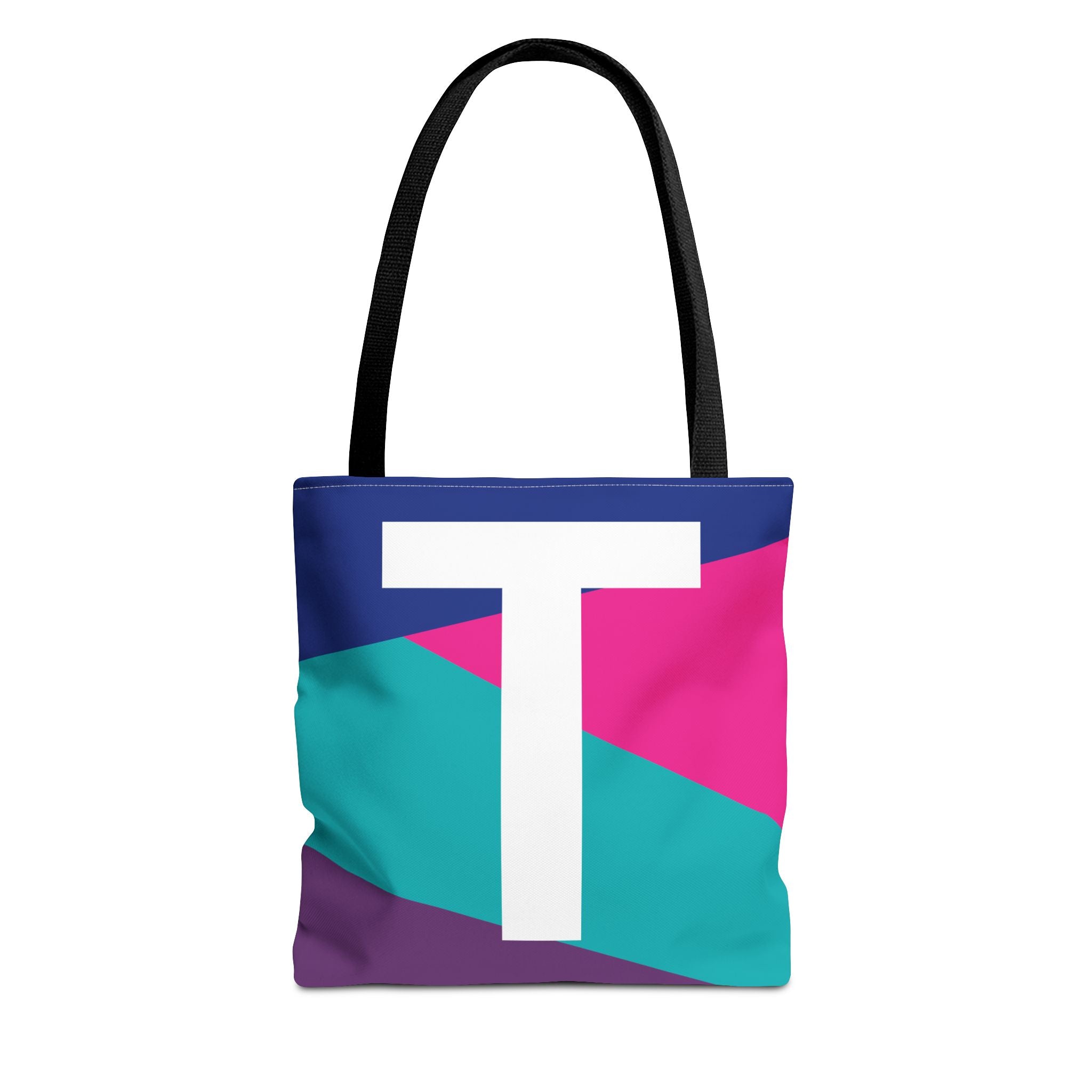 Monogram 'T' Colorblock Tote Bag — Personalized Initial T Shoulder Tote