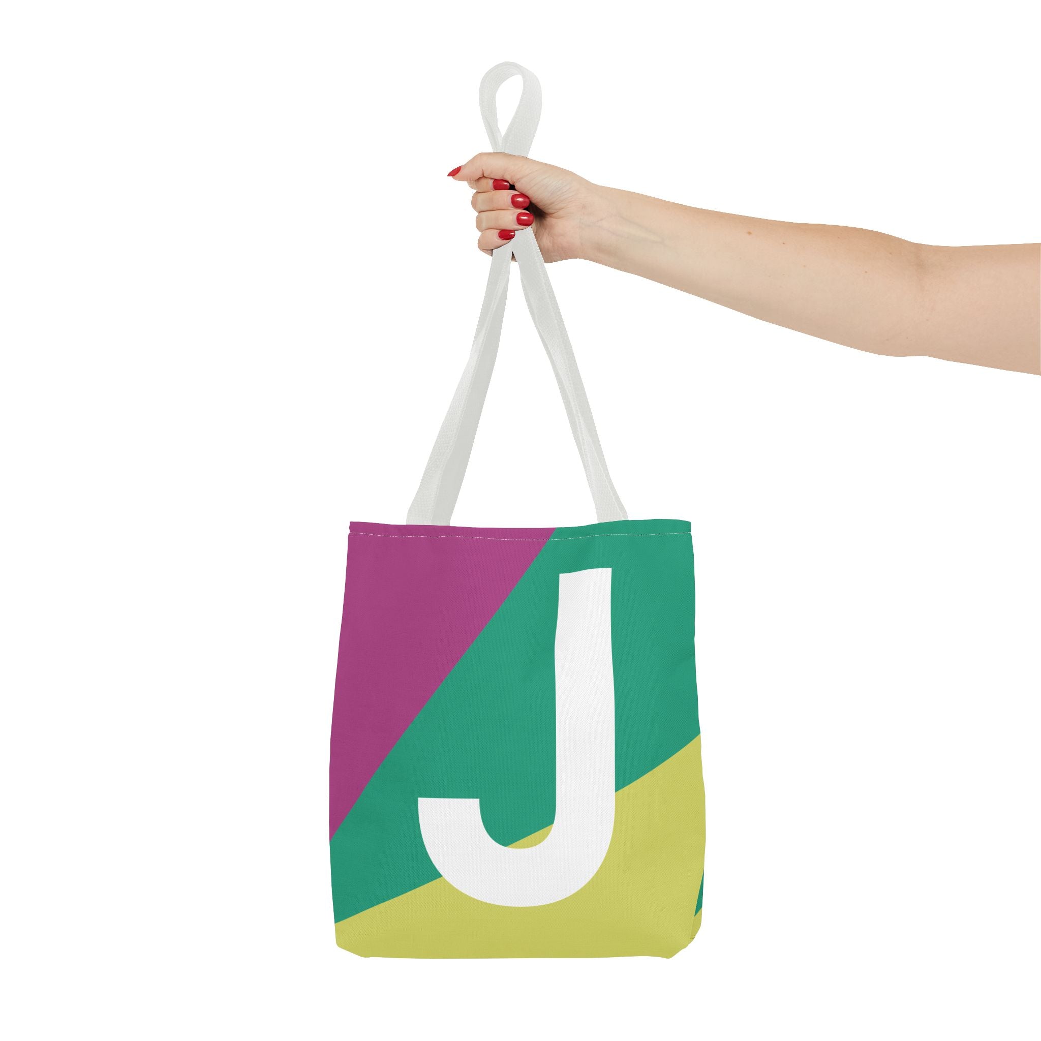 Monogram 'J' Colorblock Tote Bag — Personalized Initial J Shoulder Tote