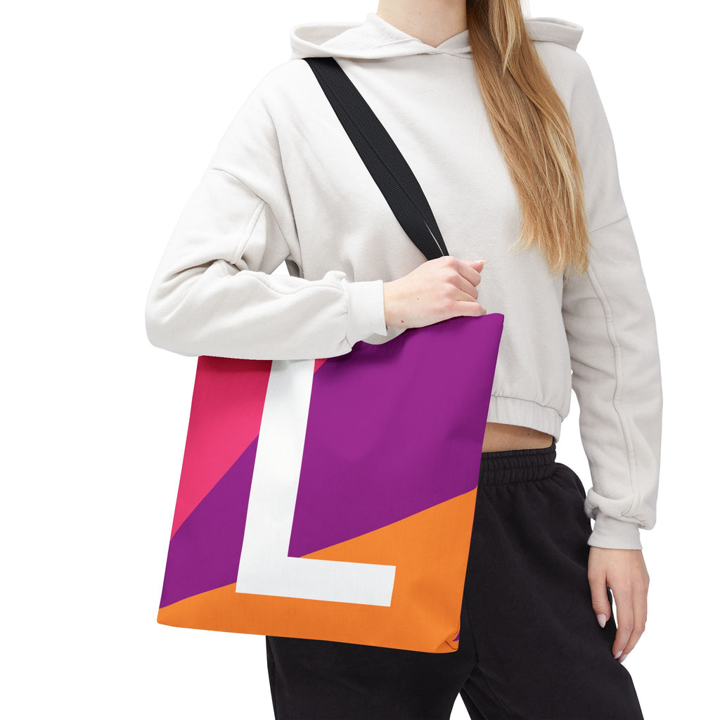 Monogram 'L' Colorblock Tote Bag — Personalized Initial L Shoulder Tote