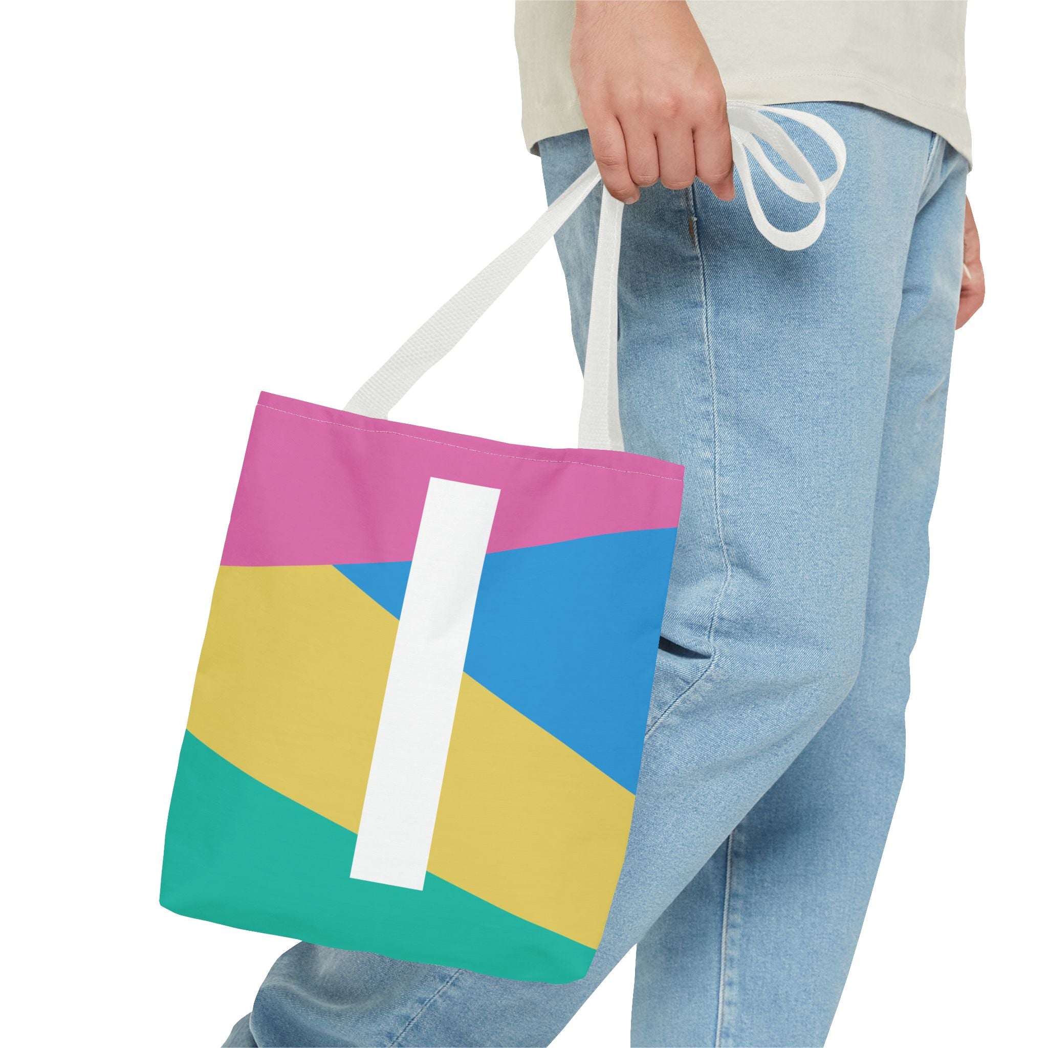 Monogram 'I' Colorblock Tote Bag — Personalized Initial I Shoulder Tote