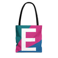 Monogram 'E' Colorblock Tote Bag — Personalized Initial E Shoulder Tote