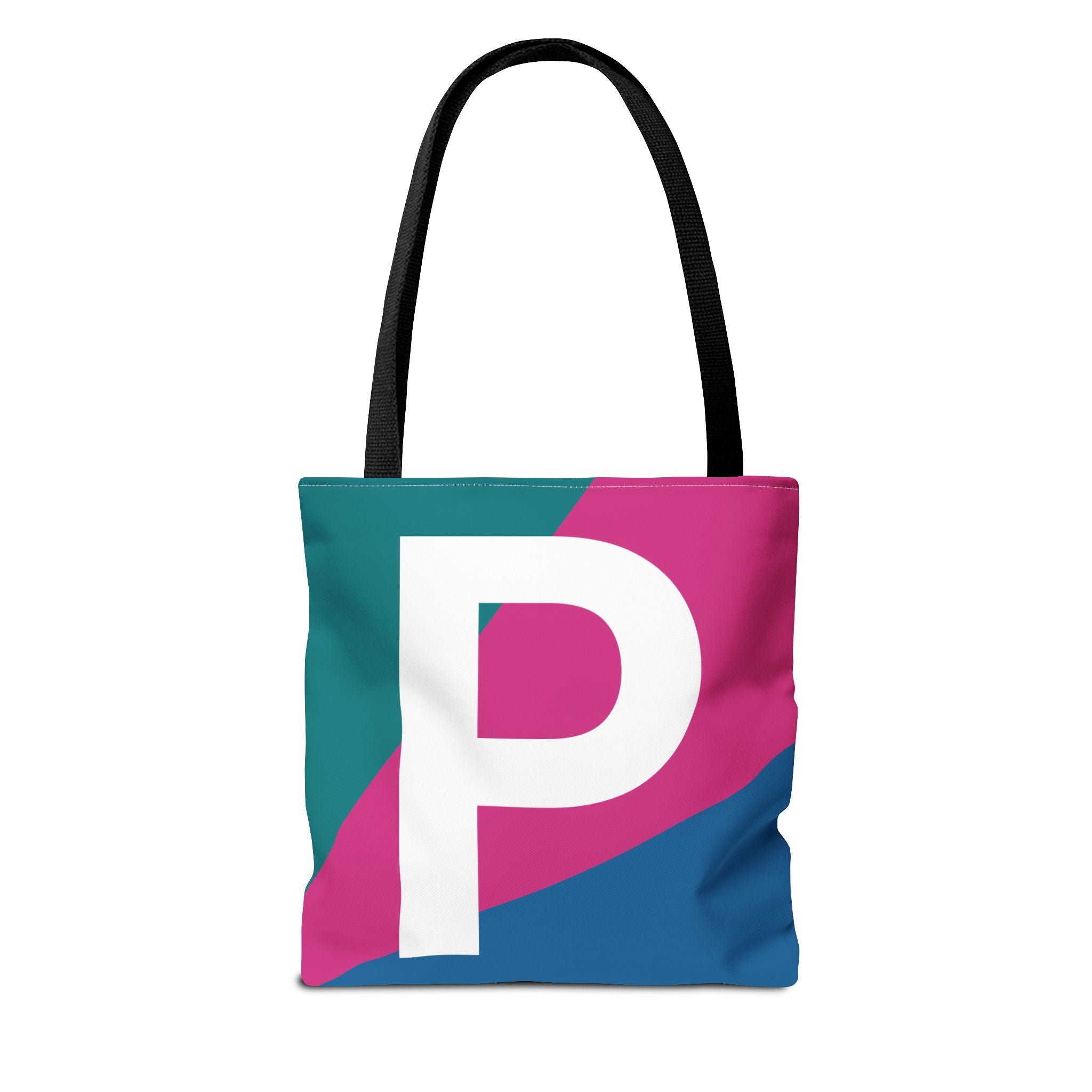 Monogram 'P' Colorblock Tote Bag — Personalized Initial P Shoulder Tote