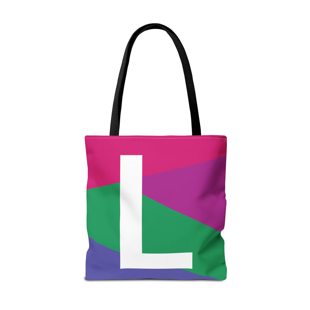 Monogram 'L' Colorblock Tote Bag — Personalized Initial L Shoulder Tote