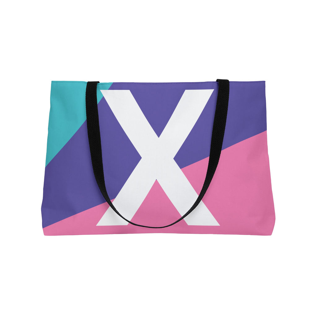 Personalized 'X' Colorblock Tote Bag — Monogram Weekender Tote