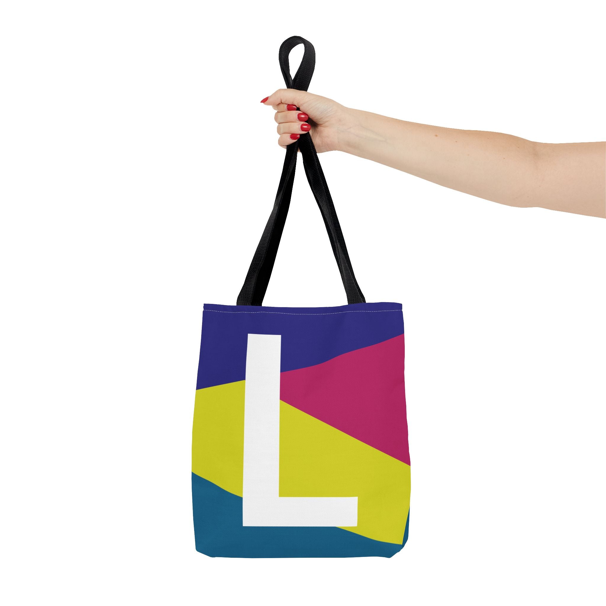 Monogram 'L' Colorblock Tote Bag — Personalized Initial L Shoulder Tote