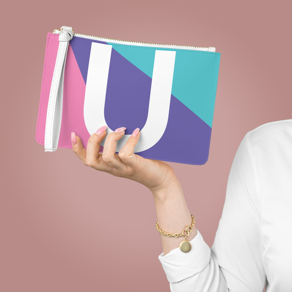 Monogram 'U' Colorblock Clutch Bag — Bold Geometric Wristlet for Everyday & Gifts