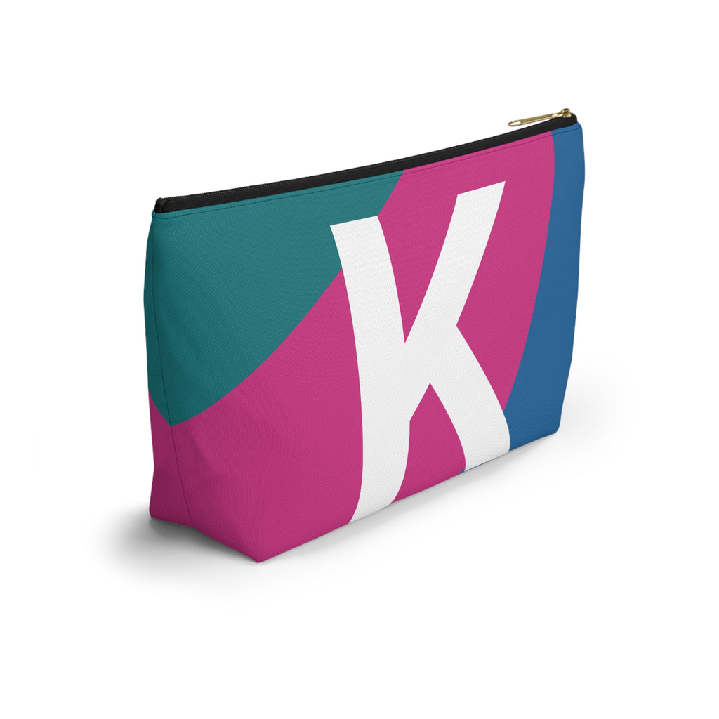 Initials Colorblock Accessory Pouch — Monogram K T-Bottom Cosmetic Bag
