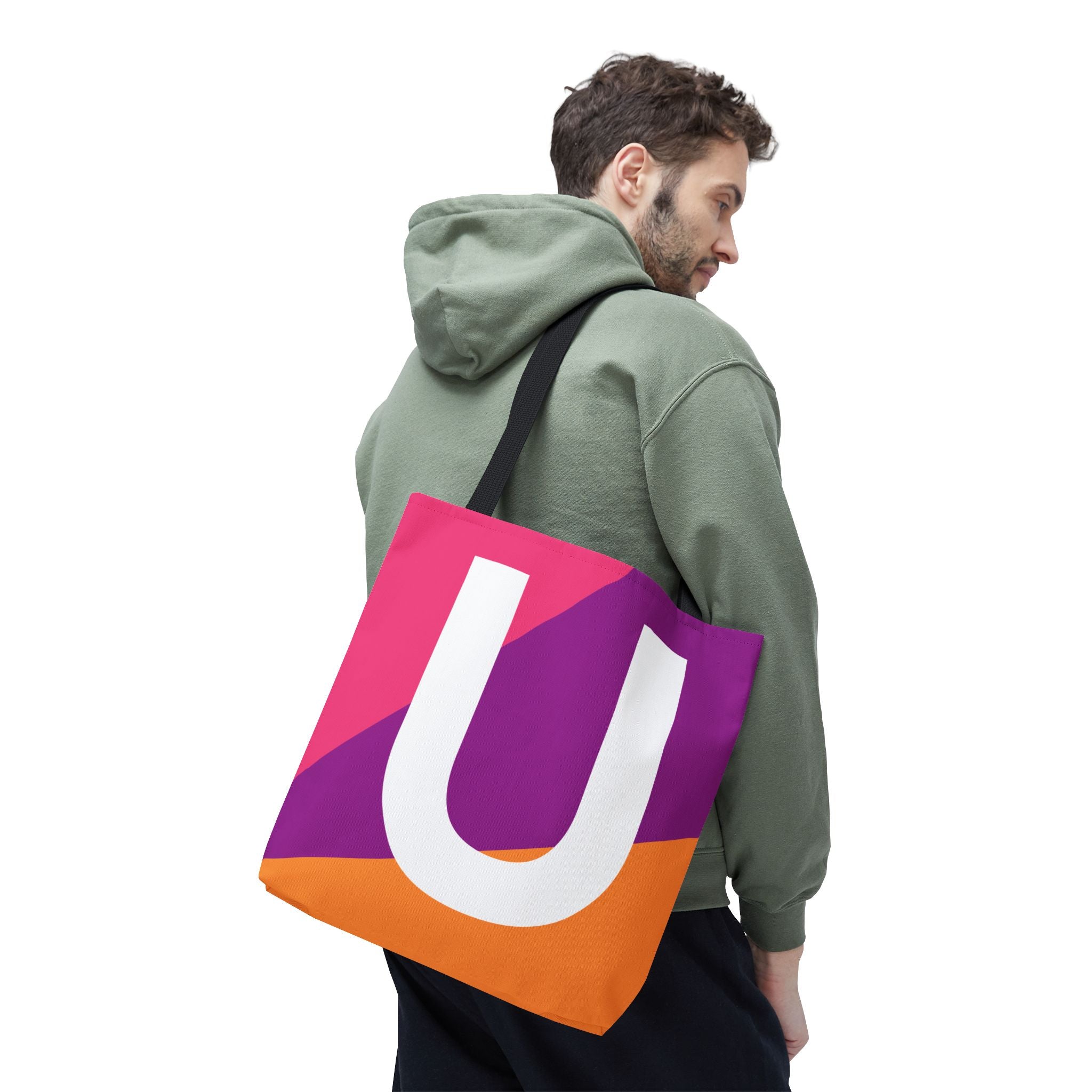 Monogram 'U' Colorblock Tote Bag — Personalized Initial U Shoulder Tote