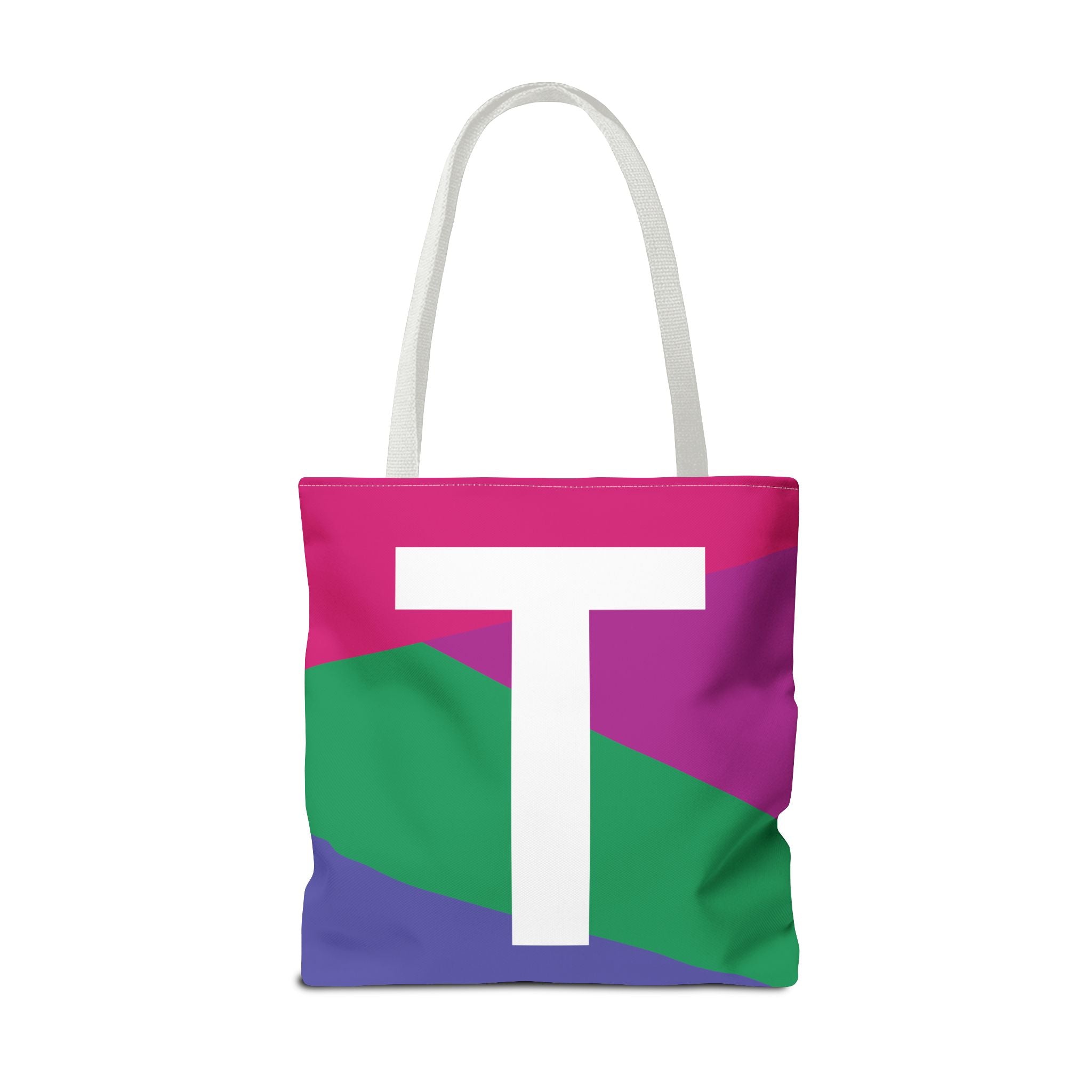 Monogram 'T' Colorblock Tote Bag — Personalized Initial T Shoulder Tote