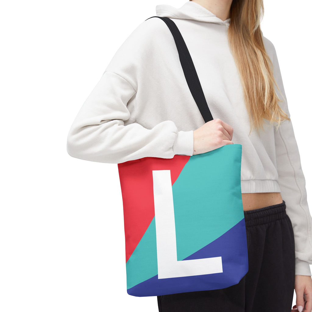 Monogram 'L' Colorblock Tote Bag — Personalized Initial L Shoulder Tote