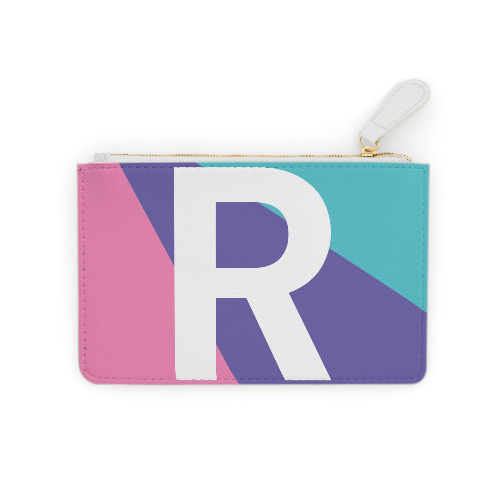 Initial R Mini Clutch — Colorblock Monogram Wristlet Wallet