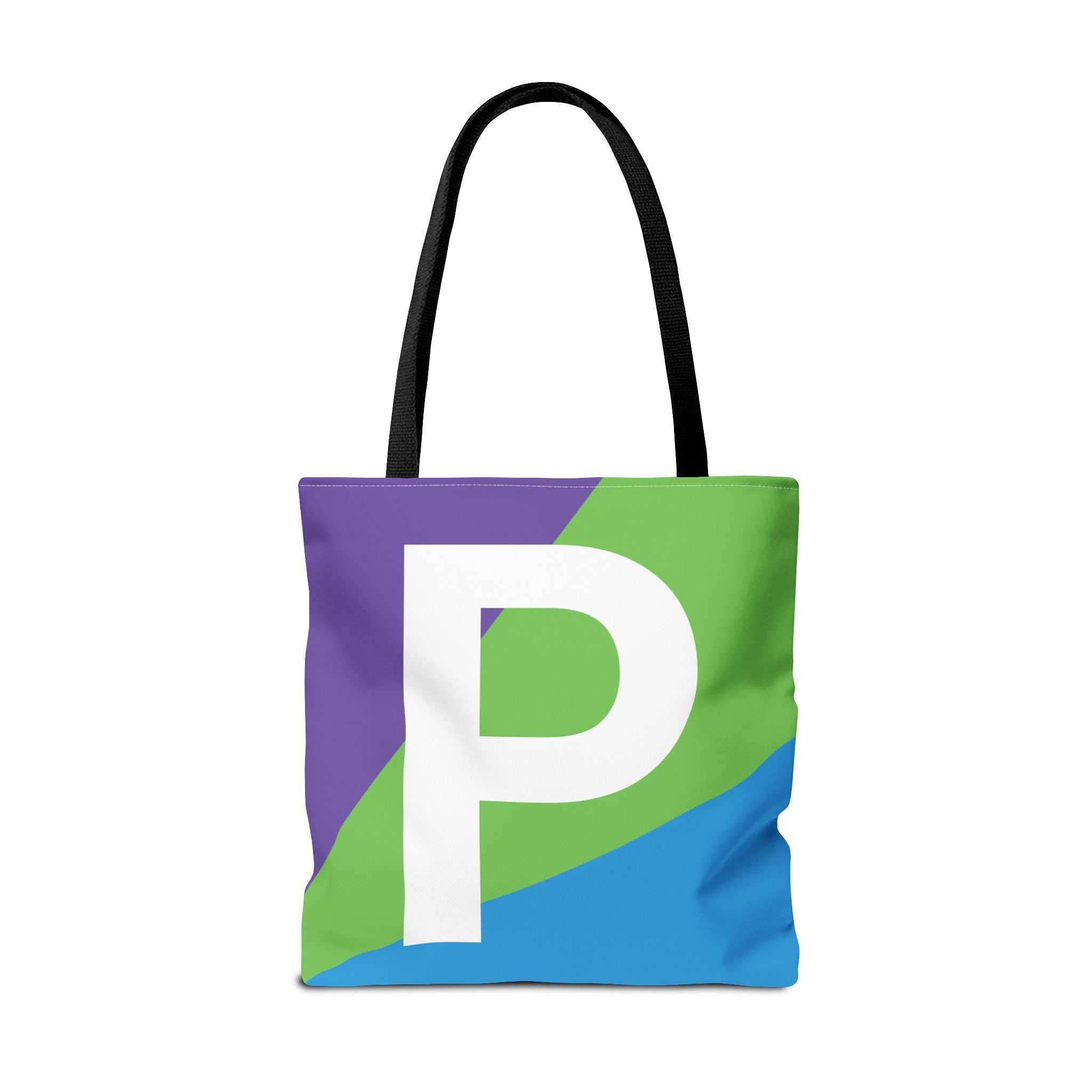 Monogram 'P' Colorblock Tote Bag — Personalized Initial P Shoulder Tote
