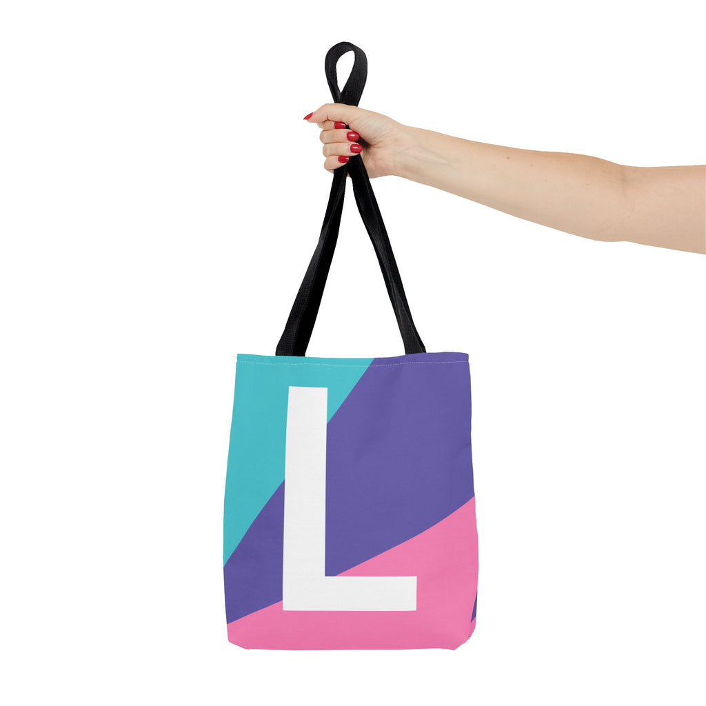 Monogram 'L' Colorblock Tote Bag — Personalized Initial L Shoulder Tote