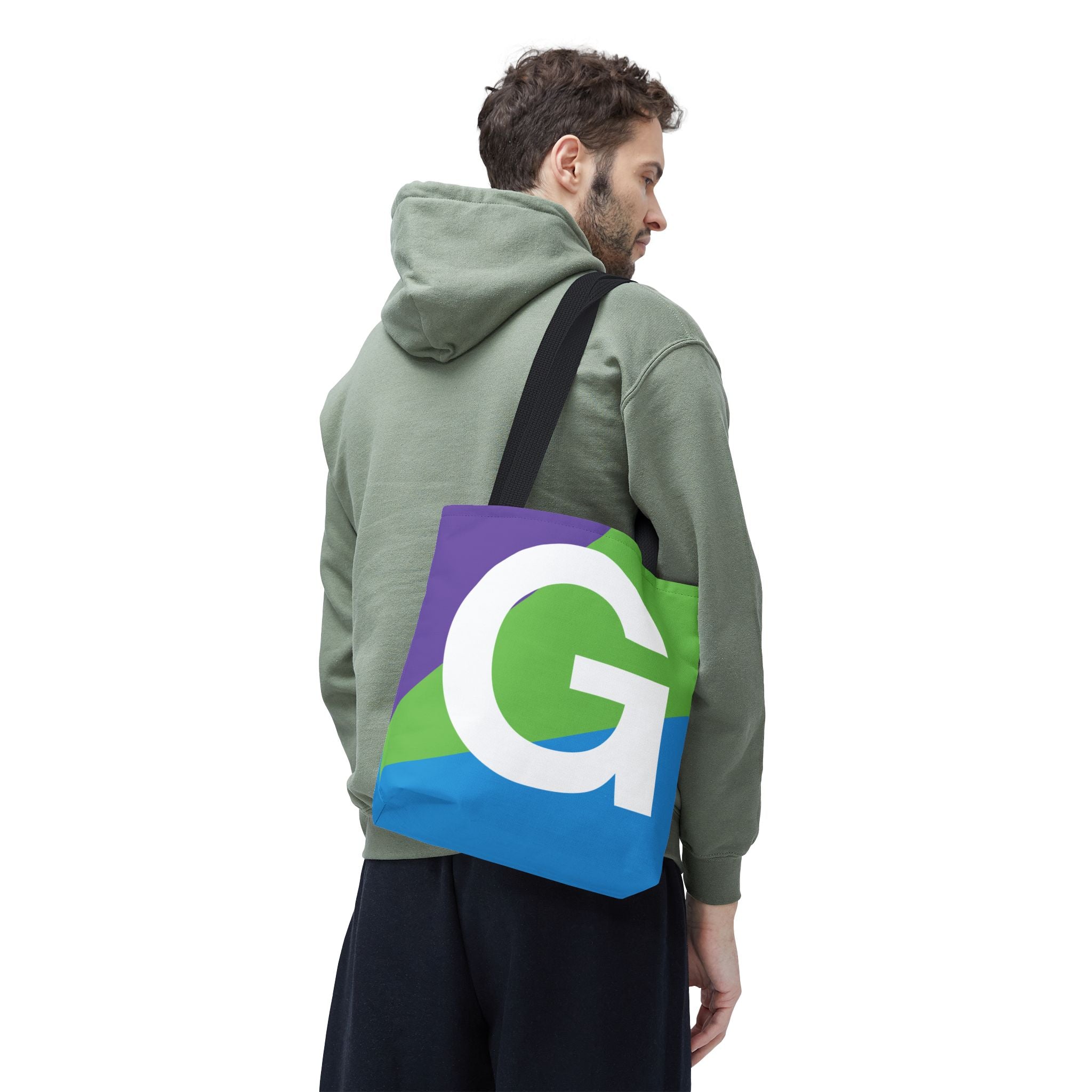 Monogram 'G' Colorblock Tote Bag — Personalized Initial G Shoulder Tote