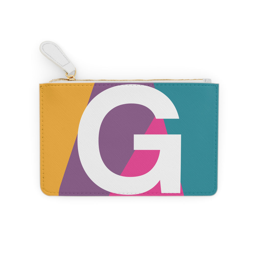 Initial G Mini Clutch — Colorblock Monogram Wristlet Wallet