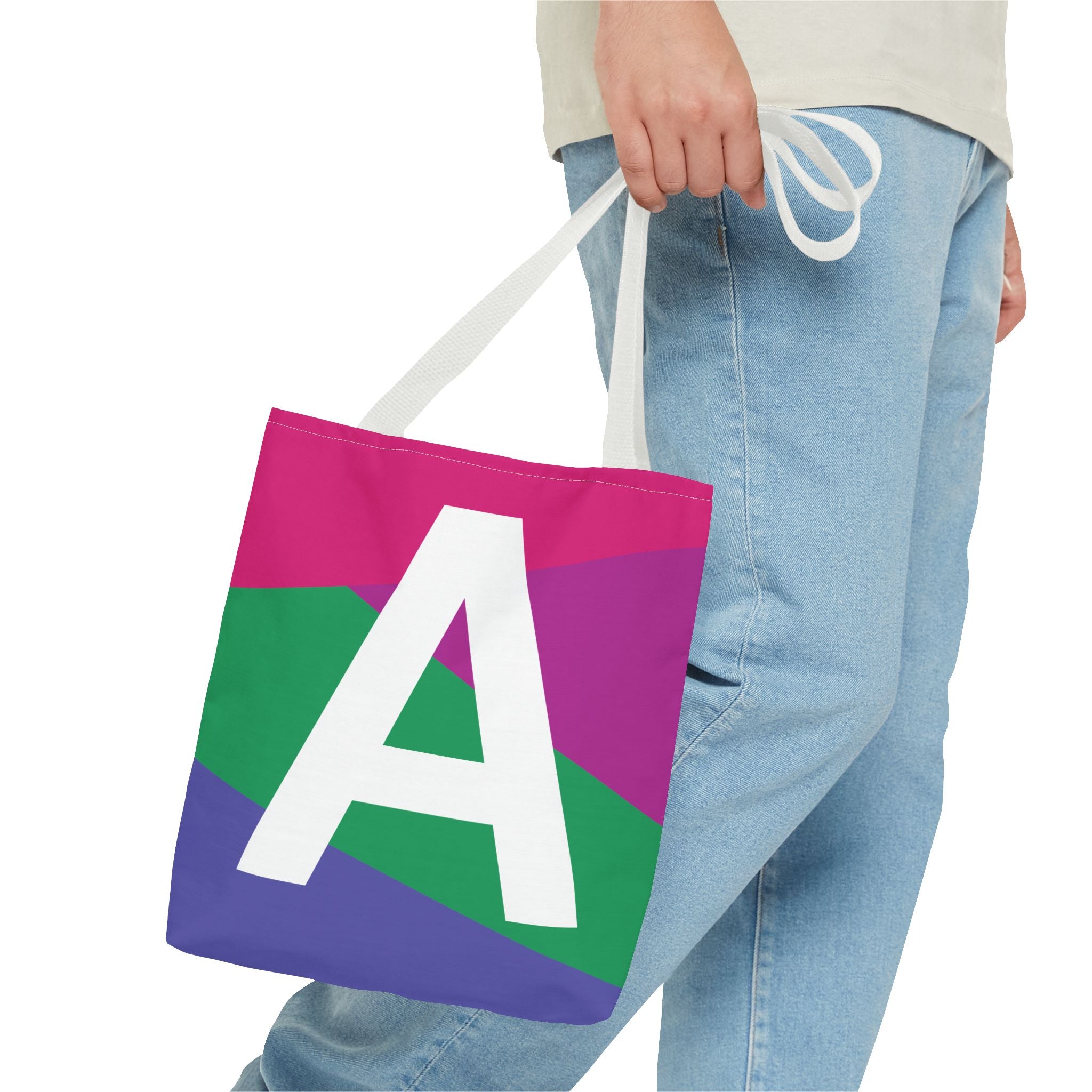 Monogram 'A' Colorblock Tote Bag — Personalized Initial A Shoulder Tote