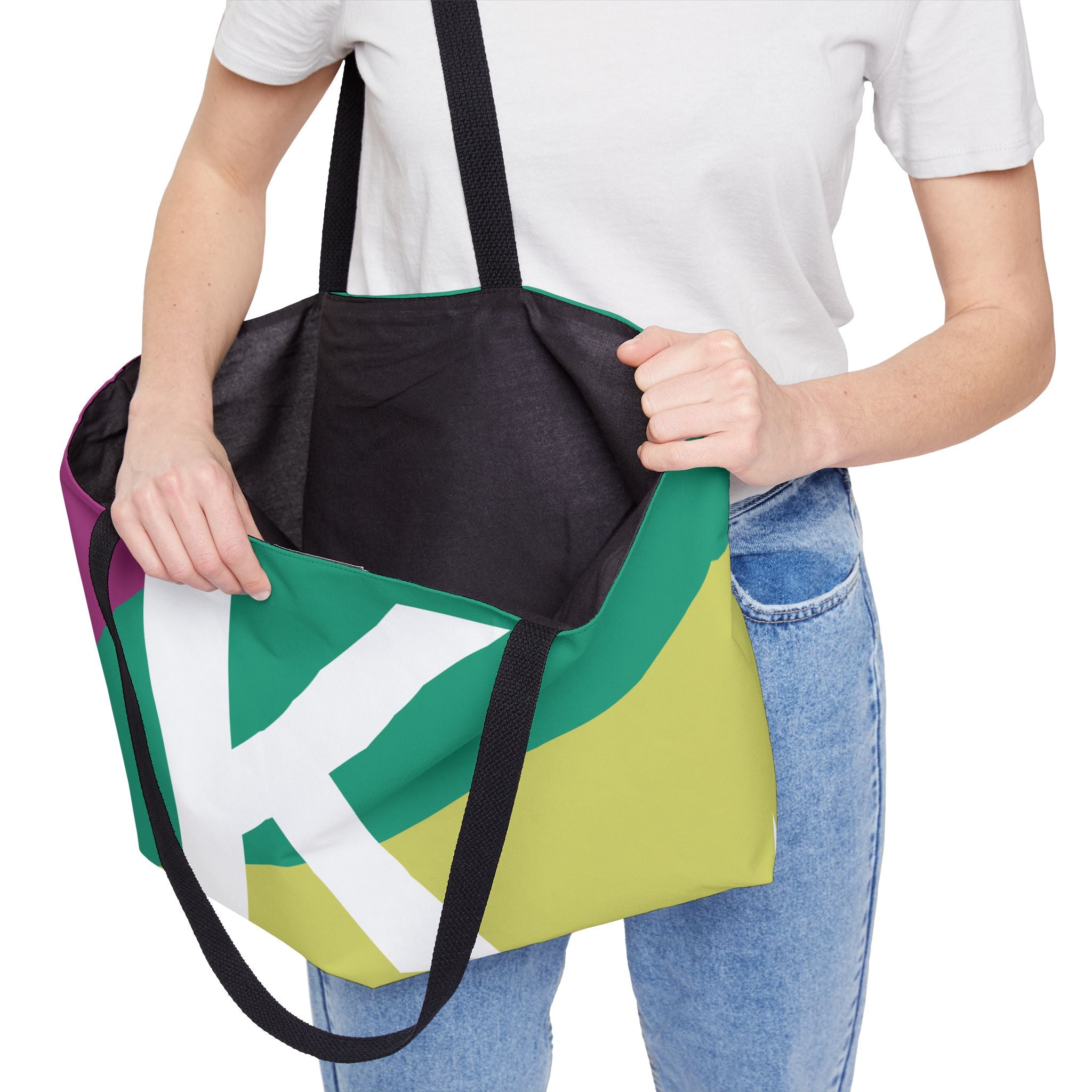 Personalized 'K' Colorblock Tote Bag — Monogram Weekender Tote