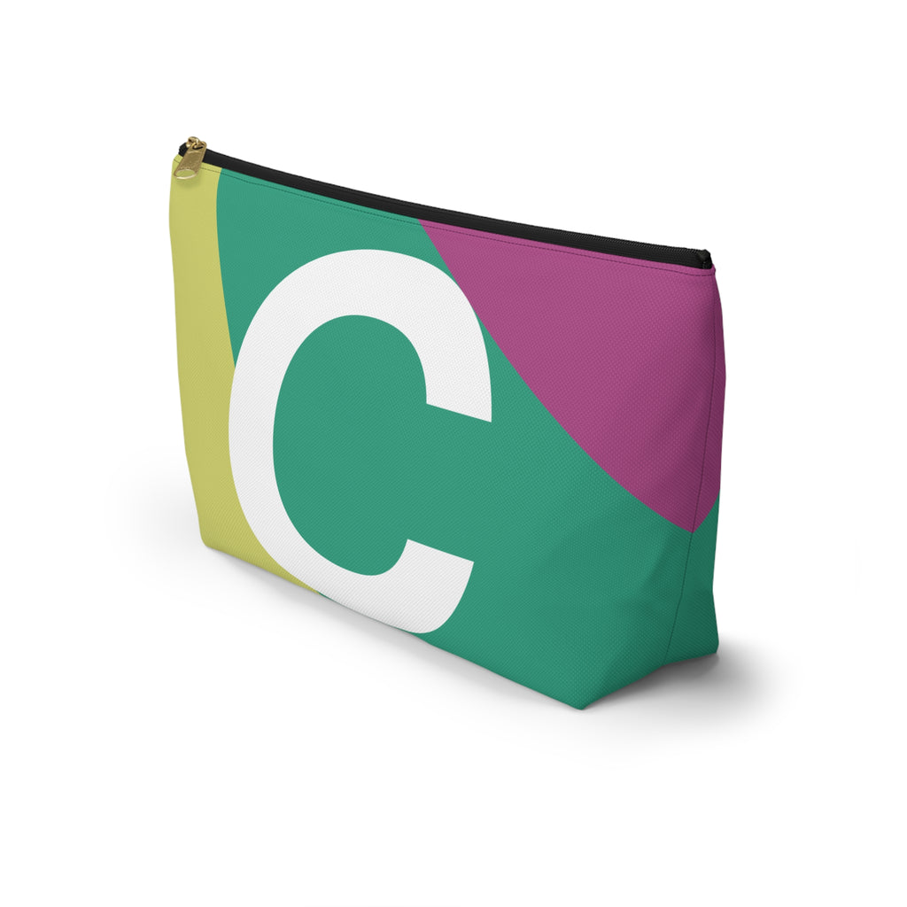 Initials Colorblock Accessory Pouch — Monogram C T-Bottom Cosmetic Bag