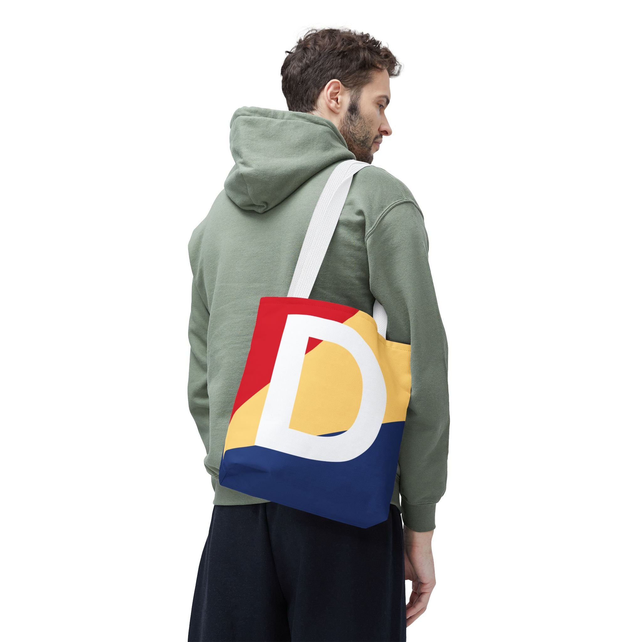 Monogram 'D' Colorblock Tote Bag — Personalized Initial D Shoulder Tote