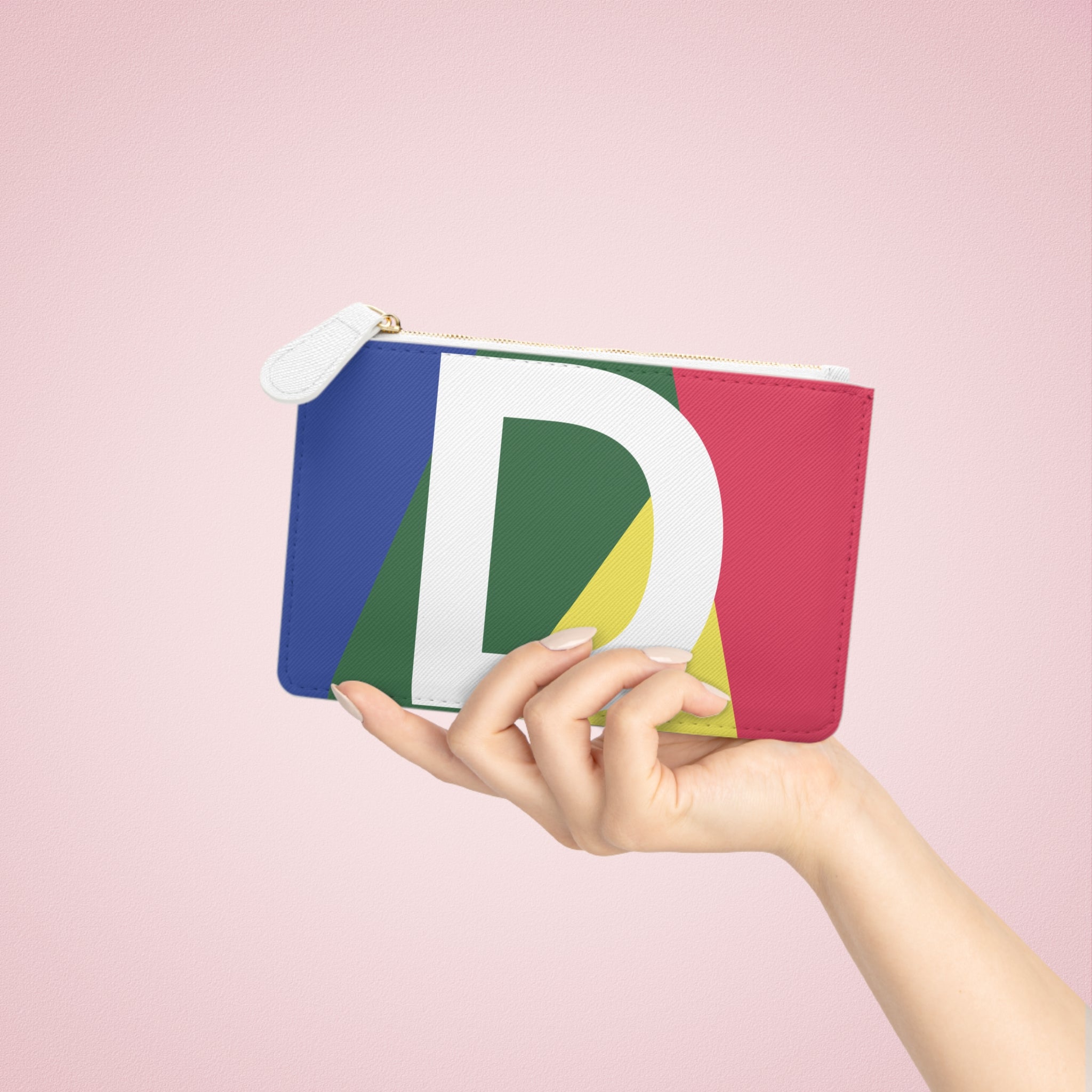 Intials D Mini Clutch — Colorblock Monogram Wristlet Wallet