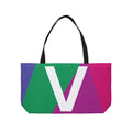 Personalized 'V' Colorblock Tote Bag — Monogram Weekender Tote