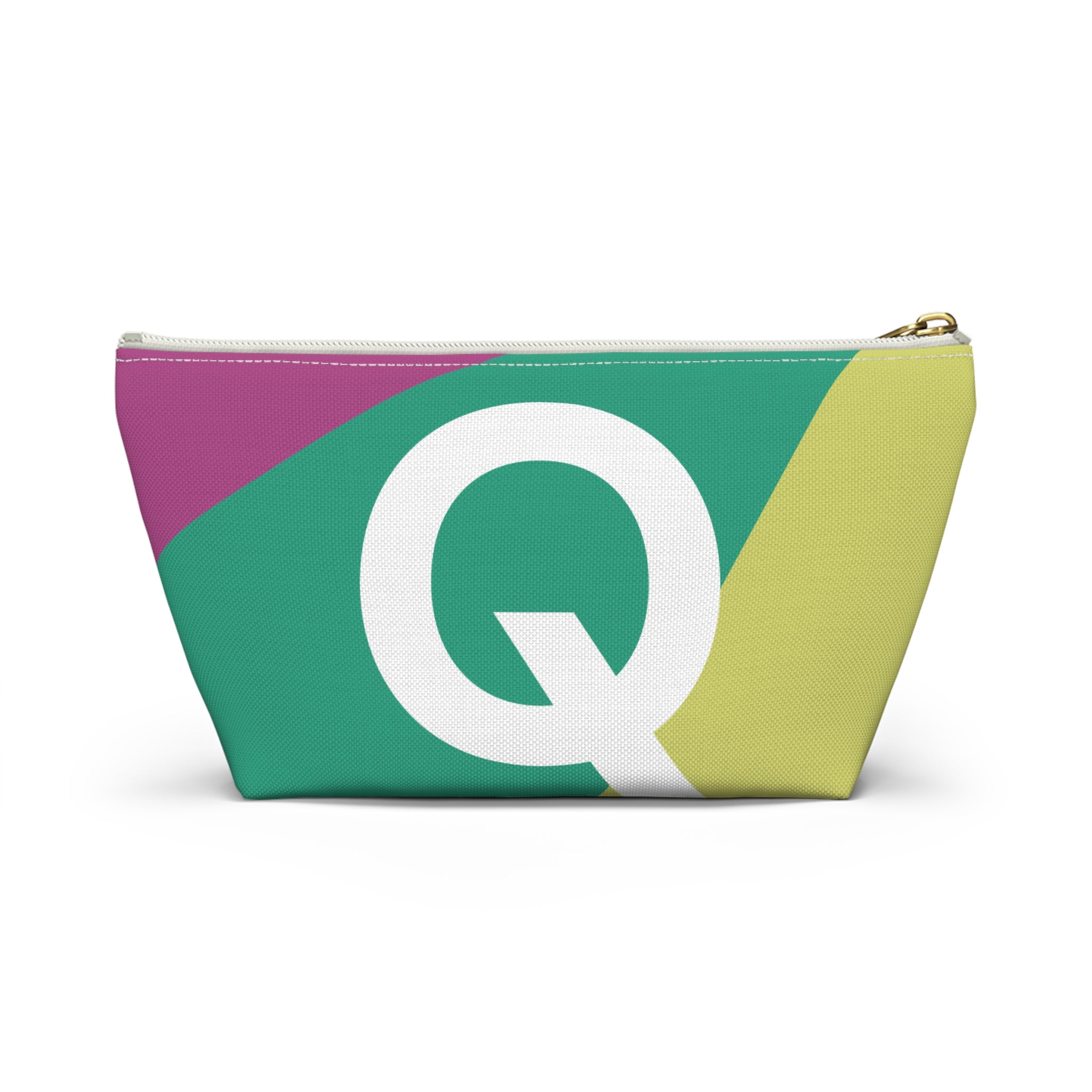 Initials Colorblock Accessory Pouch — Monogram Q T-Bottom Cosmetic Bag