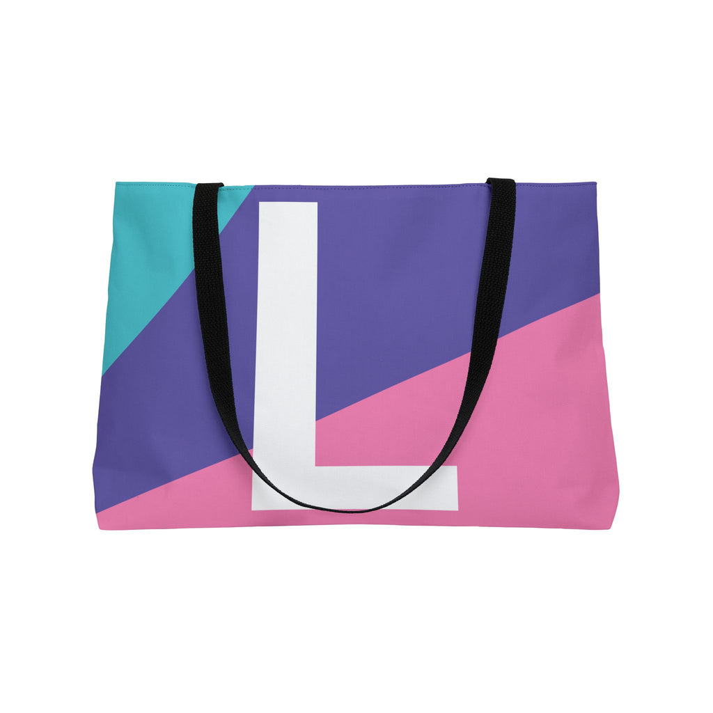 Personalized 'L' Colorblock Tote Bag — Monogram Weekender Tote