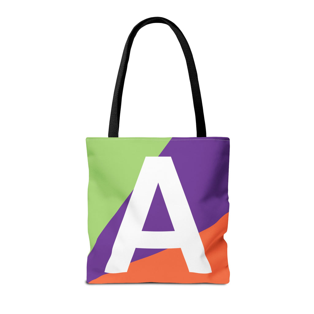 Monogram 'A' Colorblock Tote Bag — Personalized Initial A Shoulder Tote