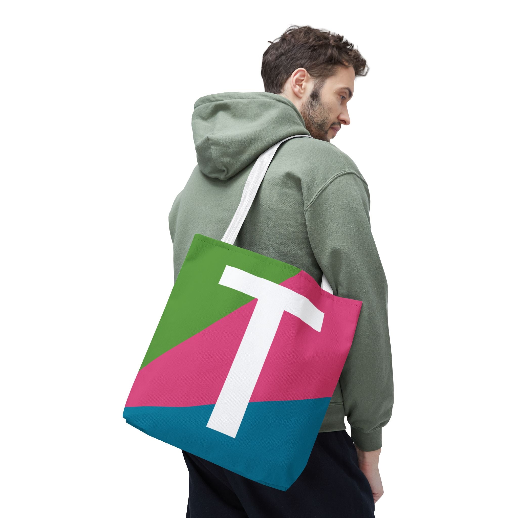 Monogram 'T' Colorblock Tote Bag — Personalized Initial T Shoulder Tote
