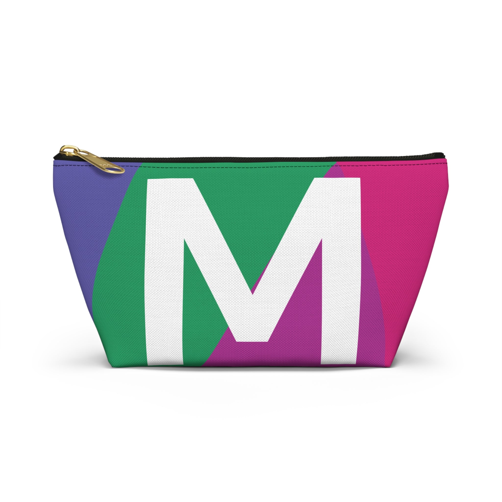 Initials Colorblock Accessory Pouch — Monogram M T-Bottom Cosmetic Bag