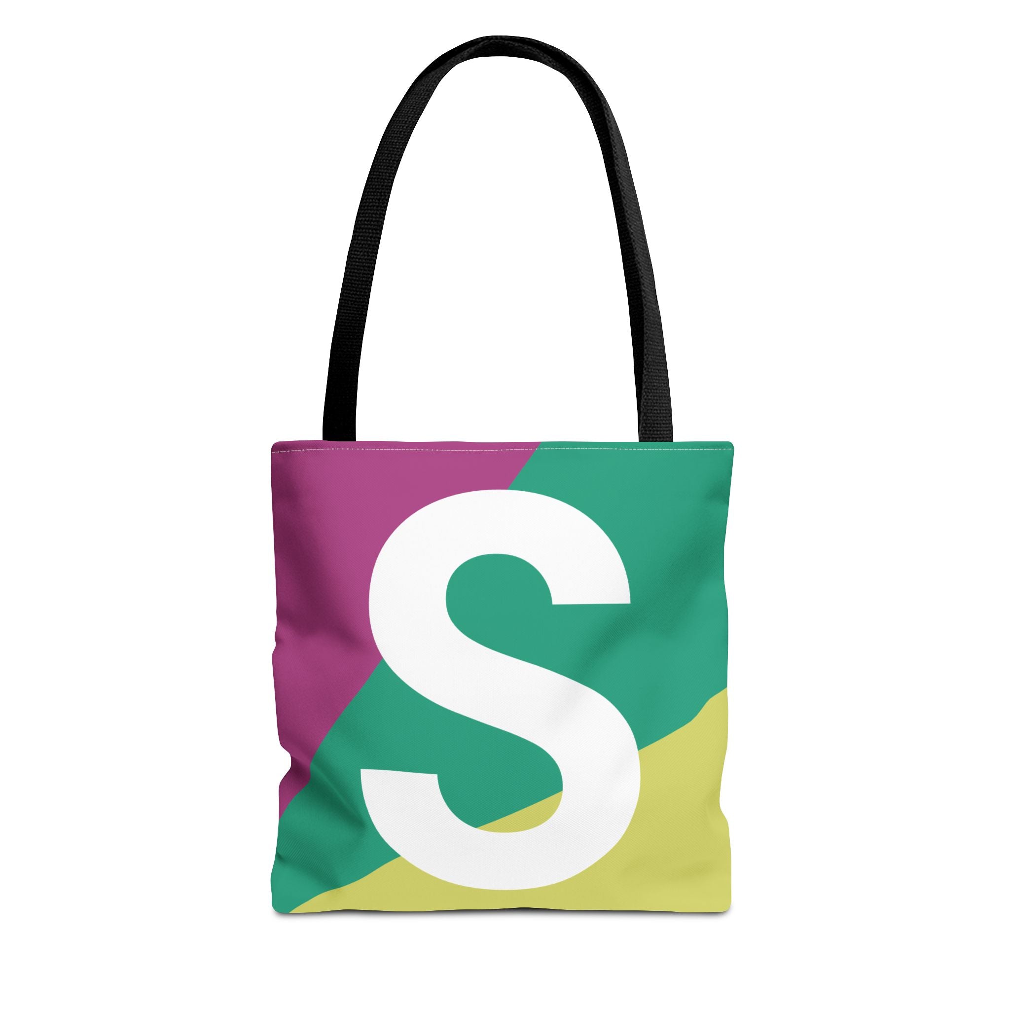 Monogram 'S' Colorblock Tote Bag — Personalized Initial S Shoulder Tote