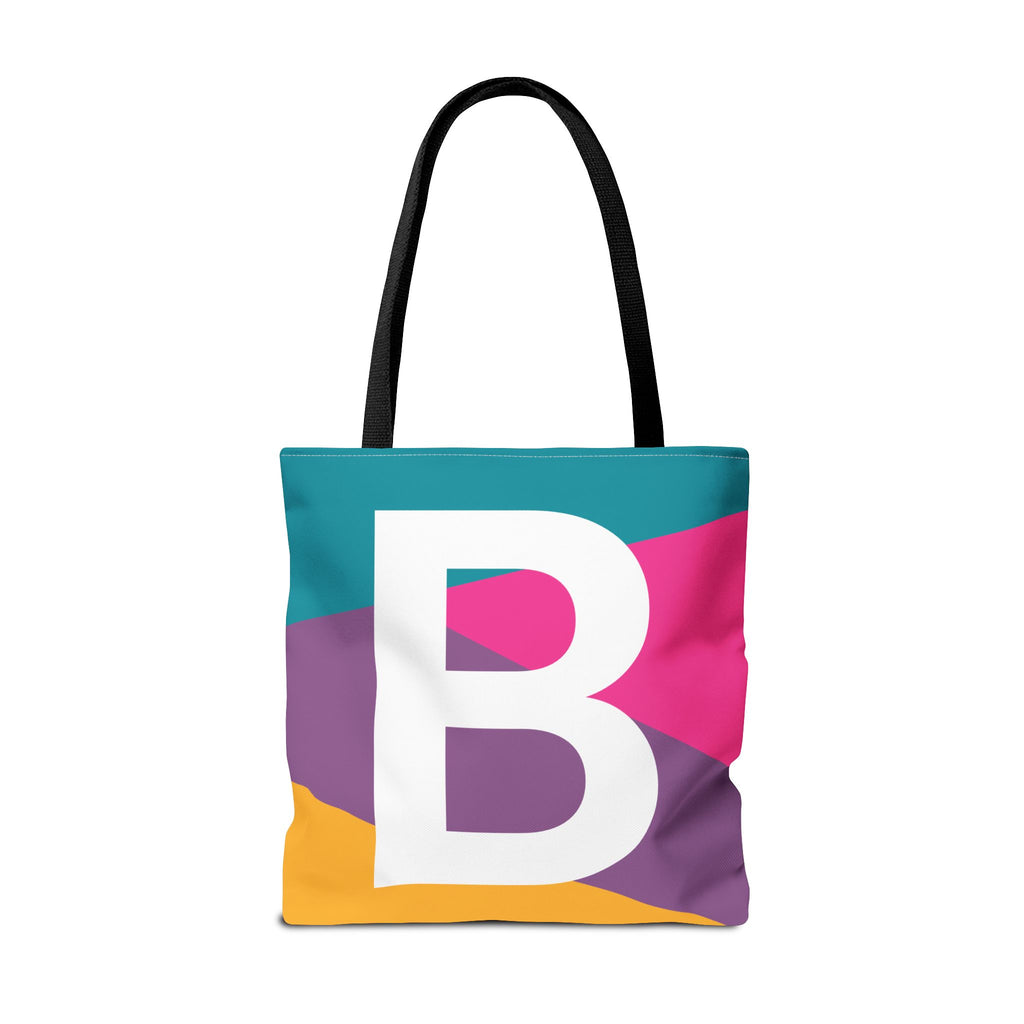 Monogram 'B' Colorblock Tote Bag — Personalized Initial A Shoulder Tote