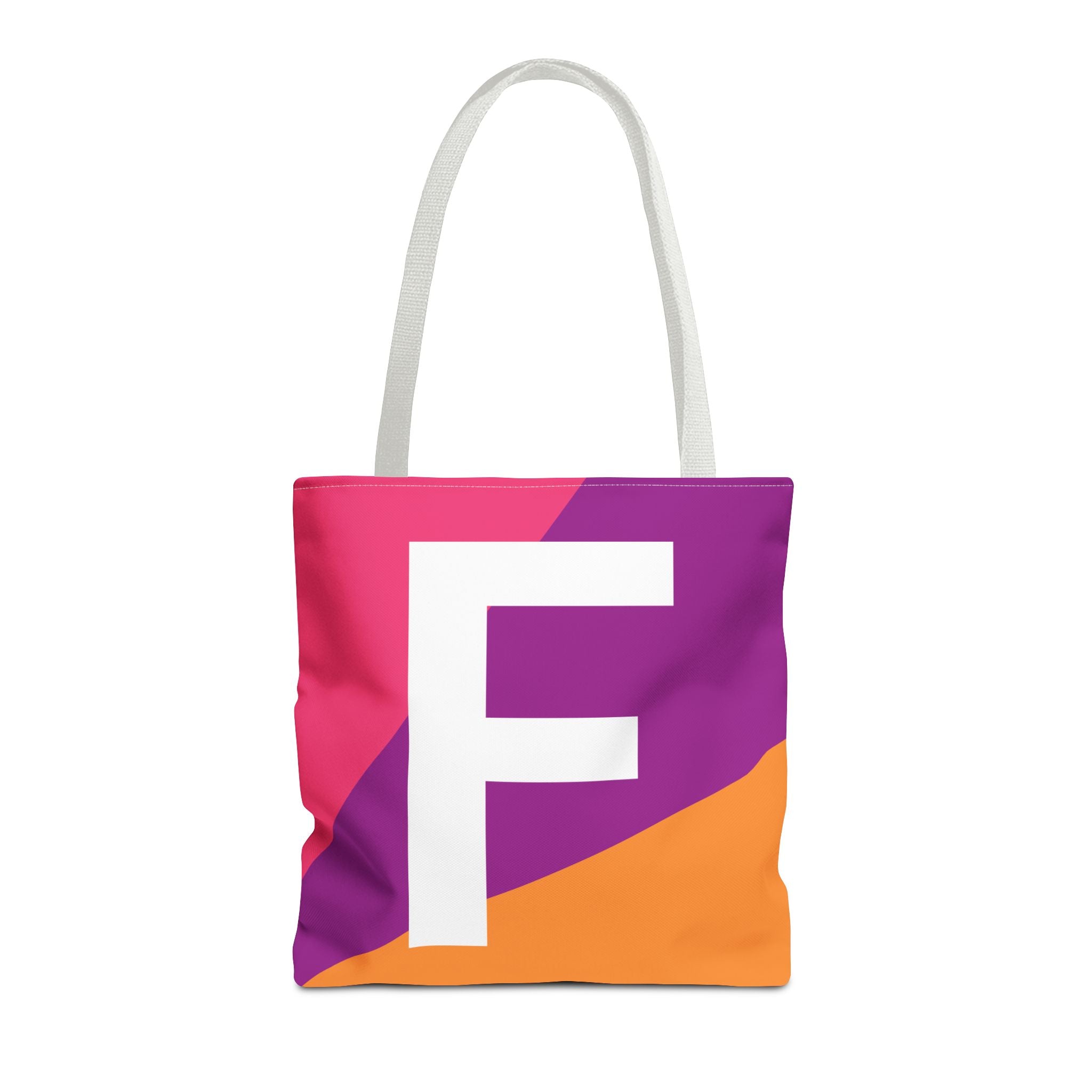 Monogram 'F' Colorblock Tote Bag — Personalized Initial F Shoulder Tote