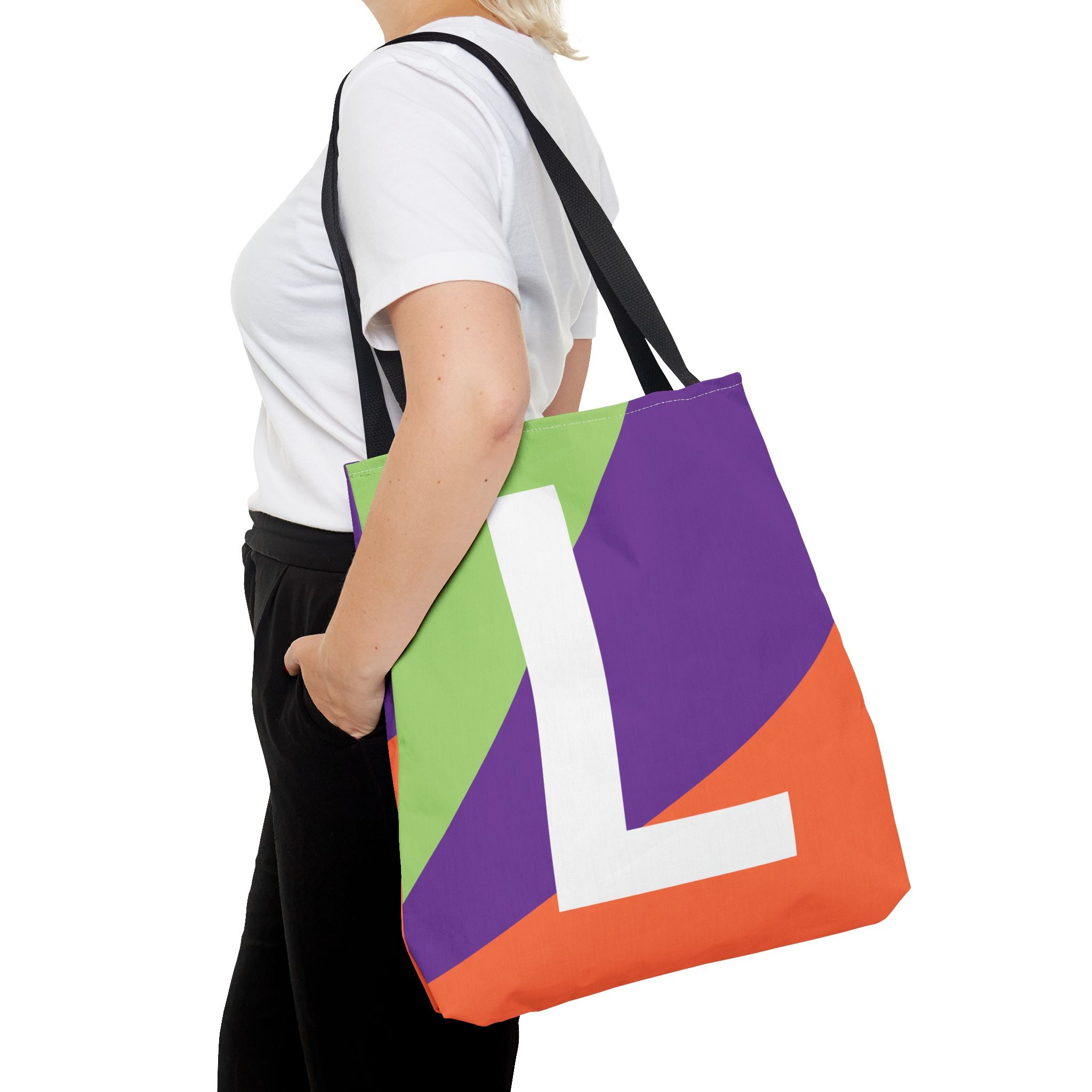 Monogram 'L' Colorblock Tote Bag — Personalized Initial L Shoulder Tote