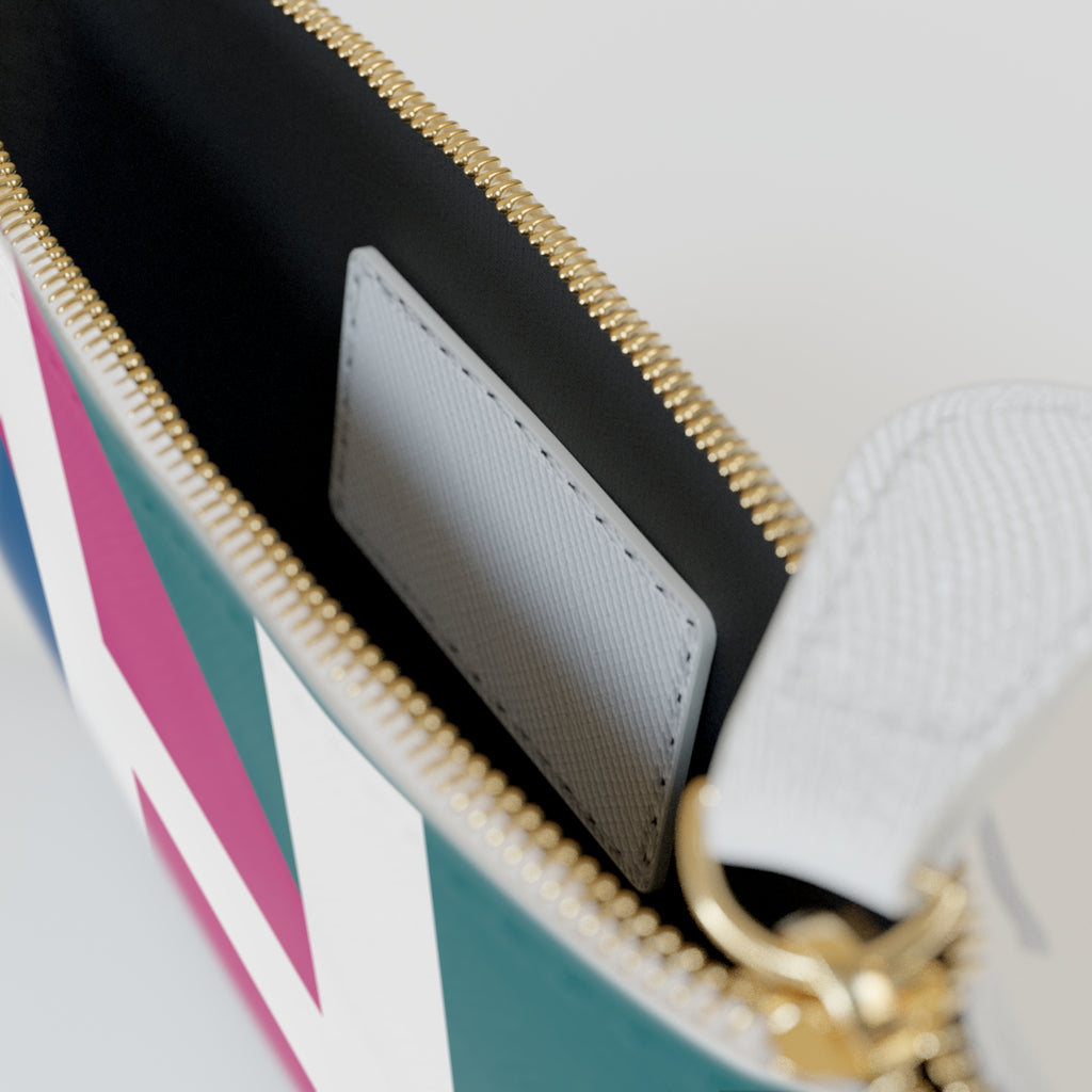 Initial H Mini Clutch — Colorblock Monogram Wristlet Wallet