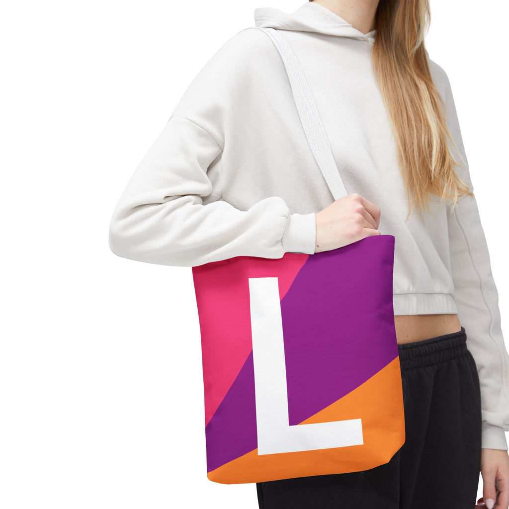 Monogram 'L' Colorblock Tote Bag — Personalized Initial L Shoulder Tote