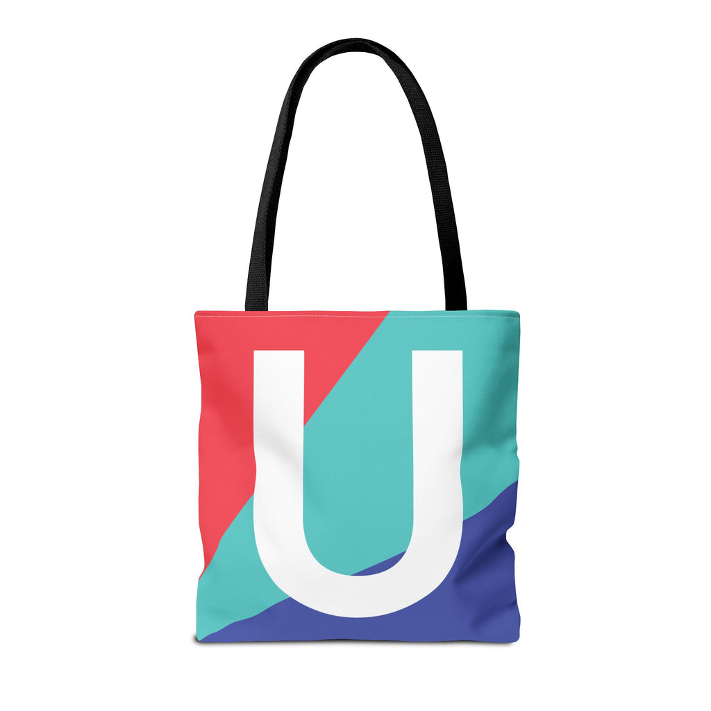Monogram 'U' Colorblock Tote Bag — Personalized Initial U Shoulder Tote