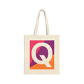 Initial Q Colorblock Canvas Tote Bag — Monogram Letter Q Reusable Grocery Tote