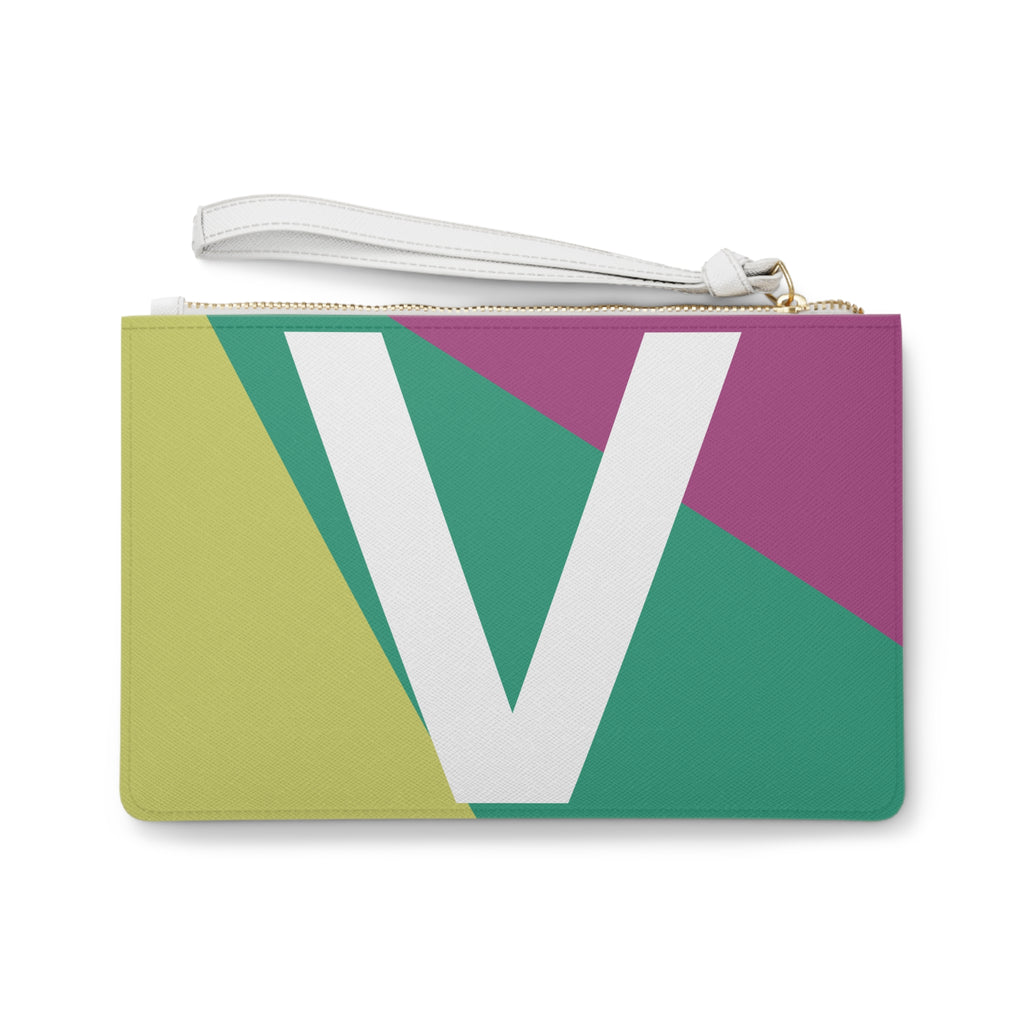 Monogram 'V' Colorblock Clutch Bag — Bold Geometric Wristlet for Everyday & Gifts