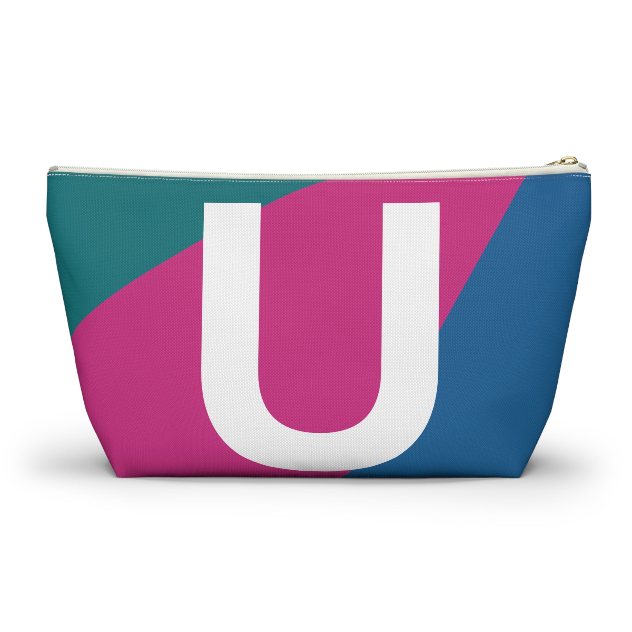 Initials Colorblock Accessory Pouch — Monogram U T-Bottom Cosmetic Bag