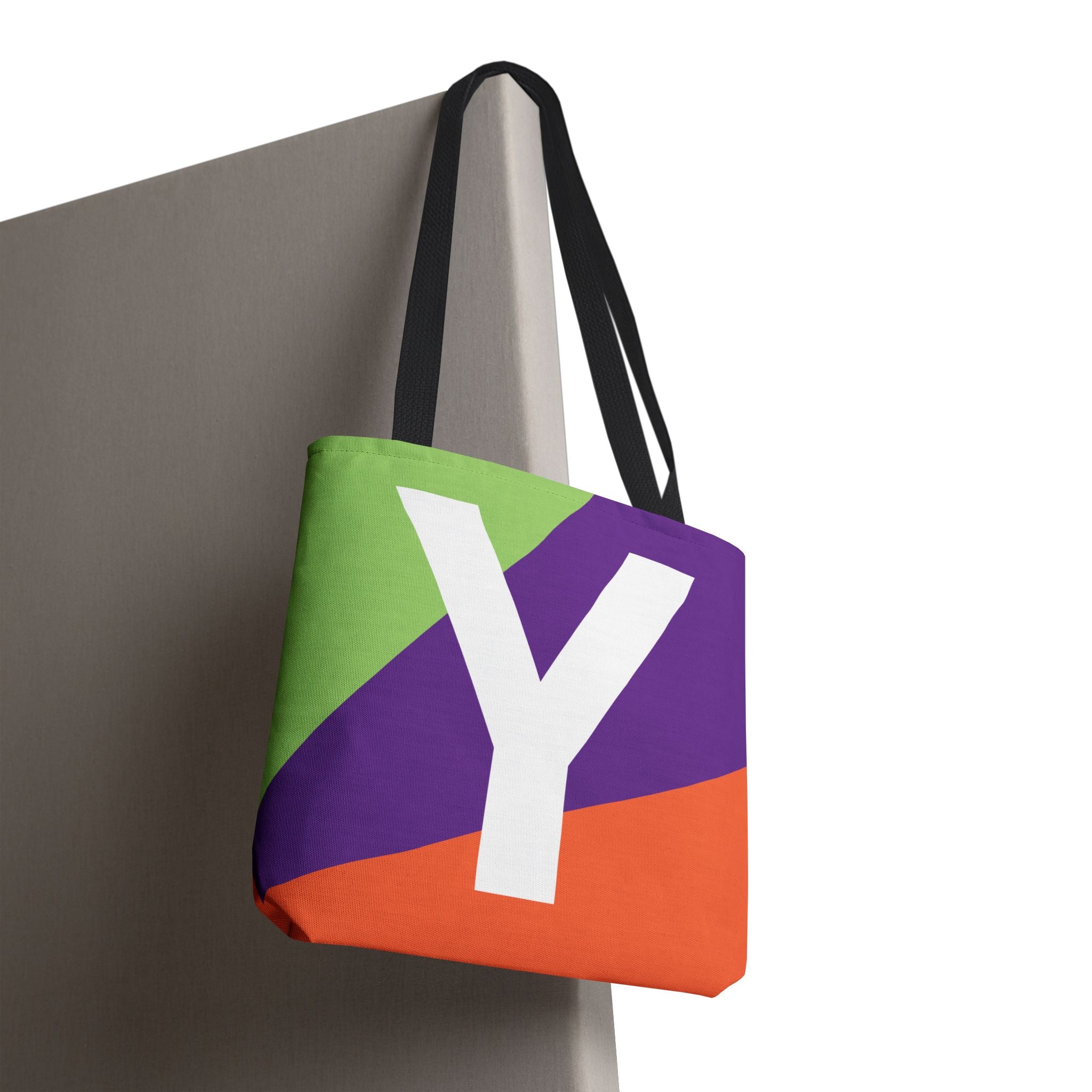 Monogram 'Y' Colorblock Tote Bag — Personalized Initial Y Shoulder Tote