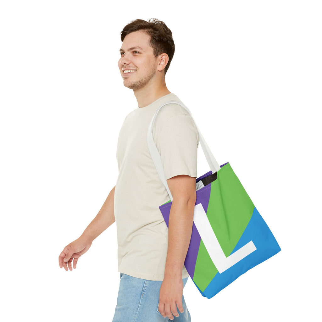 Monogram 'L' Colorblock Tote Bag — Personalized Initial L Shoulder Tote