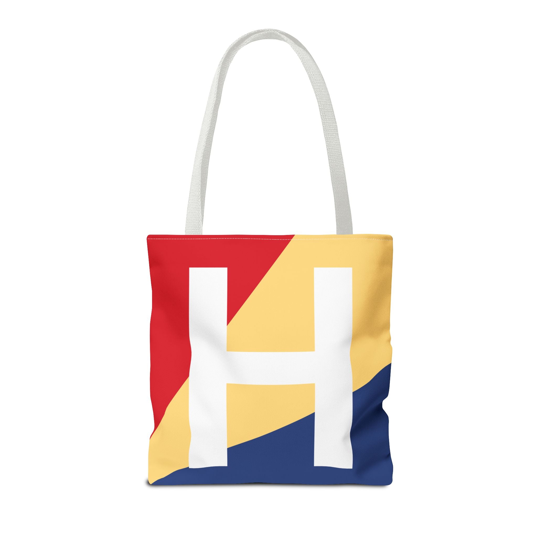 Monogram 'H' Colorblock Tote Bag — Personalized Initial H Shoulder Tote