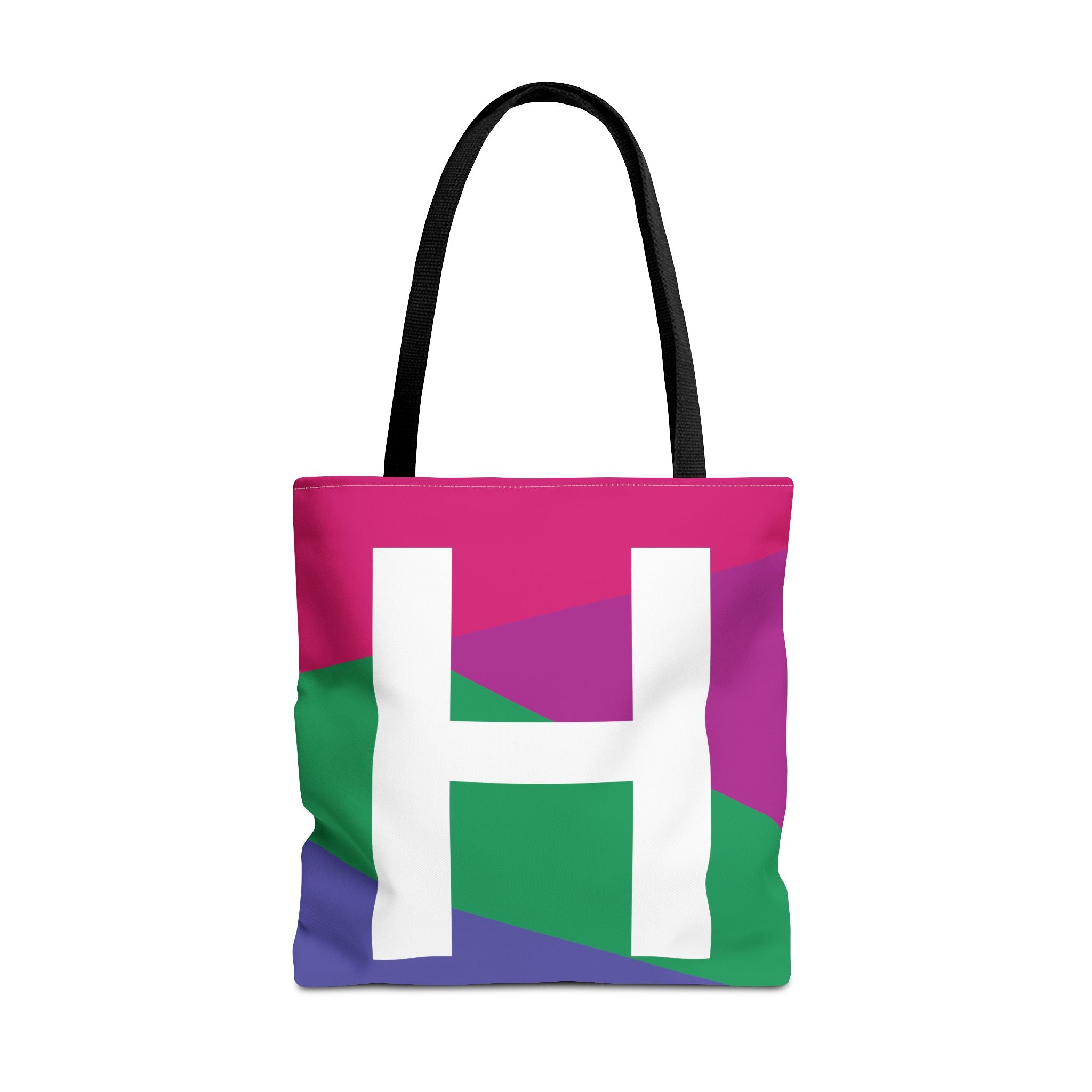 Monogram 'H' Colorblock Tote Bag — Personalized Initial H Shoulder Tote