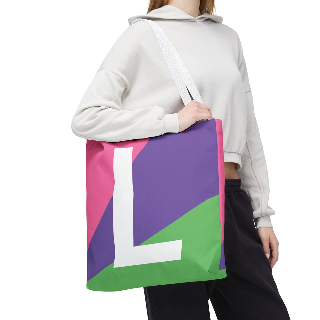 Monogram 'L' Colorblock Tote Bag — Personalized Initial L Shoulder Tote