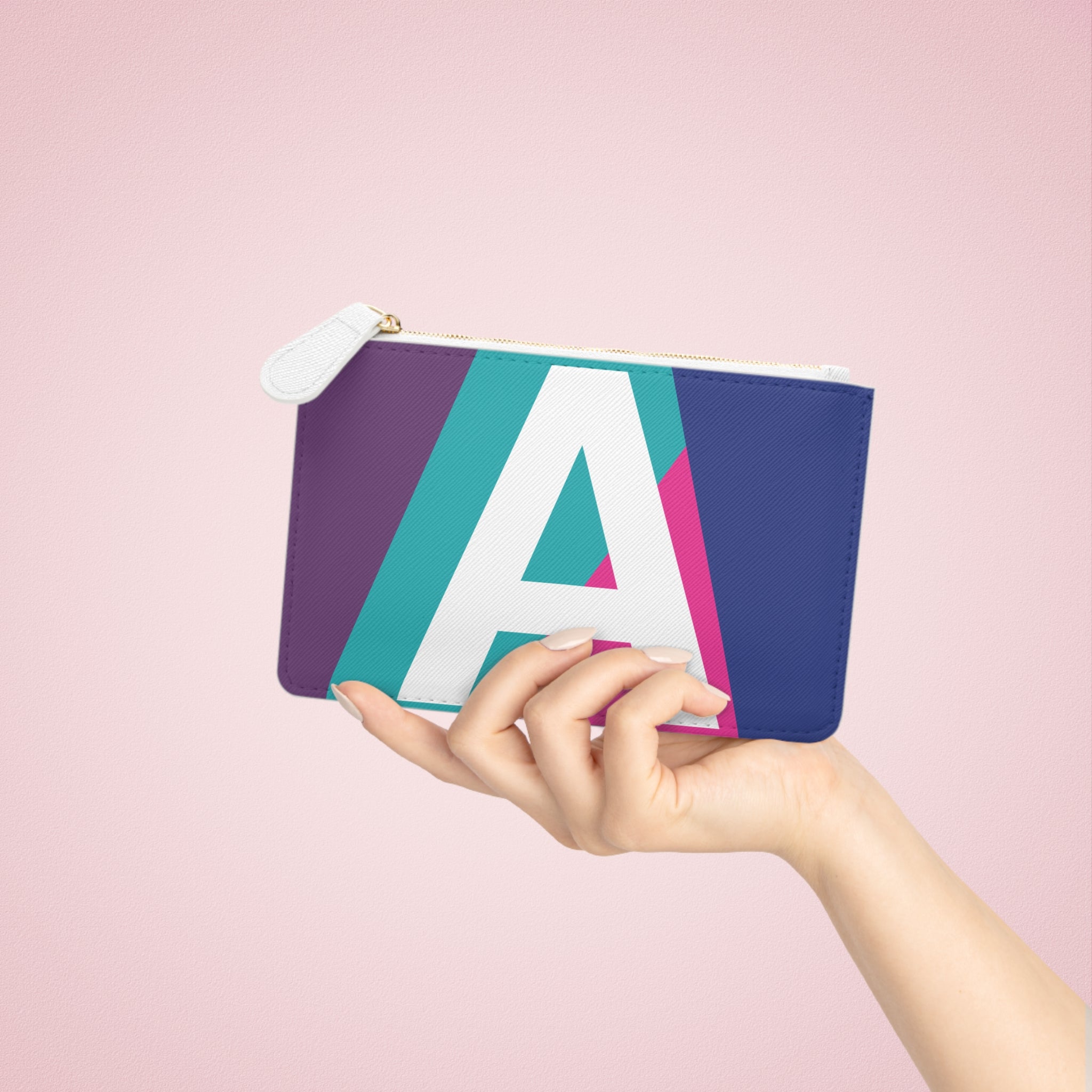 Initial A Mini Clutch — Colorblock Monogram Wristlet Wallet